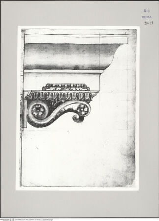 Vorderseite von Istituto Nazionale per la Grafica [https://www.deutsche-digitale-bibliothek.de/content/lizenzen/rv-ez/] Codice D (2504)Trajansforum, Konsolgesims (Fortsetzung von fol. 12 v) - , bh575584_recto. Foto.