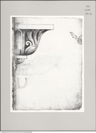 Vorderseite von Istituto Nazionale per la Grafica [https://www.deutsche-digitale-bibliothek.de/content/lizenzen/rv-ez/] Codice D (2504)Forum Romanum, Kranzgesims (Fortsetzung von fol. 23 v) - , bh575606_recto. Foto.