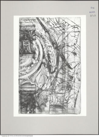 Vorderseite von Istituto Nazionale per la Grafica [https://www.deutsche-digitale-bibliothek.de/content/lizenzen/rv-ez/] Codice C (2502)Ionisches Kapitell, Aufriss in Vorder- und Seitenansicht (Fortsetzung von fol. 68 v), Teilaufriss der Abakus-Unterseite - , bh575633_recto. Foto.
