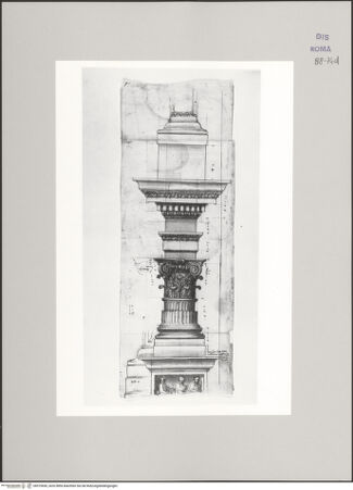 Vorderseite von Istituto Nazionale per la Grafica [https://www.deutsche-digitale-bibliothek.de/content/lizenzen/rv-ez/] Codice C (2502)Septimius-Severus-Bogen, Skizze der Basis im Profil, Aufriss der gliedernden Elemente der Ordnung - , bh575650_recto. Foto.