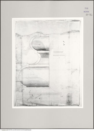 Vorderseite von Istituto Nazionale per la Grafica [https://www.deutsche-digitale-bibliothek.de/content/lizenzen/rv-ez/] Codice C (2502)Forum Boarium, Tempel des Portunus, Aufriss der Säulenbasis im Profil - , bh575657_recto. Foto.