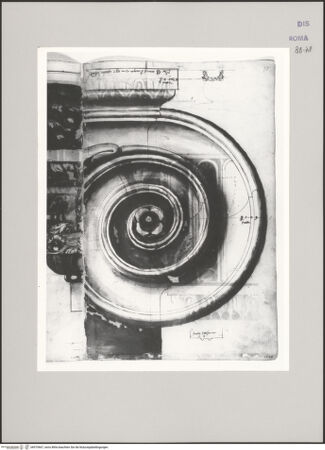 Vorderseite von Istituto Nazionale per la Grafica [https://www.deutsche-digitale-bibliothek.de/content/lizenzen/rv-ez/] Codice C (2502)Forum Boarium, Tempel des Portunus, Aufriss eines ionischen Pilasterkapitells sowie dessen Profil und Schnitt (Fortsetzung von fol. 77 v) - , bh575667_recto. Foto.