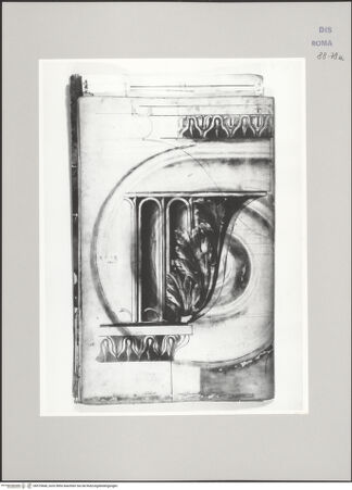 Vorderseite von Istituto Nazionale per la Grafica [https://www.deutsche-digitale-bibliothek.de/content/lizenzen/rv-ez/] Codice C (2502)Trajansforum, Aufriss des Gesimses, Basis im Profil (Fortsetzung auf fol. 79 r) - , bh575668_recto. Foto.