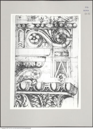 Vorderseite von Istituto Nazionale per la Grafica [https://www.deutsche-digitale-bibliothek.de/content/lizenzen/rv-ez/] Codice C (2502)Diokletiansthermen, Caldarium, Architrav - , bh575676_recto. Foto.