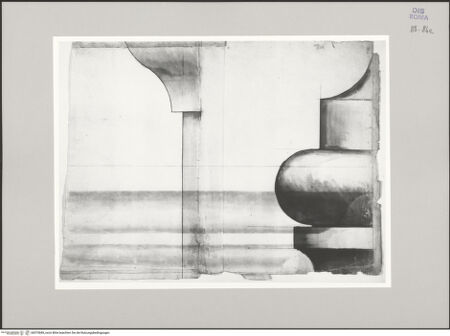 Vorderseite von Istituto Nazionale per la Grafica [https://www.deutsche-digitale-bibliothek.de/content/lizenzen/rv-ez/] Codice C (2502)Tempel des Antoninus und der Faustina, ionische Säulenbasis im Originalmaßstab (Fortsetzung von fol. 84 bis) - , bh575689_recto. Foto.