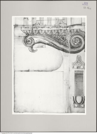 Vorderseite von Istituto Nazionale per la Grafica [https://www.deutsche-digitale-bibliothek.de/content/lizenzen/rv-ez/] Codice C (2502)Tempel des Castor und des Pollux, Konsolgesims (Fortsetzung auf fol. 87 r) - , bh575697_recto. Foto.