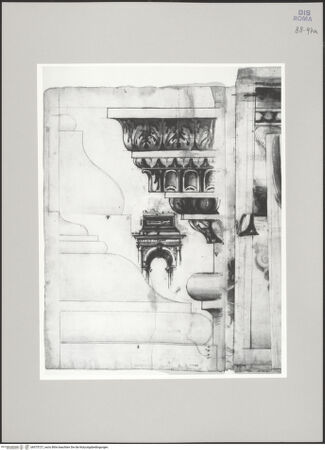 Vorderseite von Istituto Nazionale per la Grafica [https://www.deutsche-digitale-bibliothek.de/content/lizenzen/rv-ez/] Codice C (2502)Titusbogen, Basis und oberer Abschluss der Attika im Profil, perspektivische Darstellung des Bogens, Aufriss des Kämpfergesimses unterhalb des Bogenansatzes - , bh575727_recto. Foto.