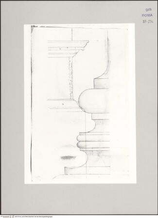 Vorderseite von Istituto Nazionale per la Grafica [https://www.deutsche-digitale-bibliothek.de/content/lizenzen/rv-ez/] Codice C (2502)Pantheon, Innenraum, Sockel der Attika, oberer Teil der auf fol. 19 v dargestellten ionischen Säulenbasis - , bh575763_recto. Foto.