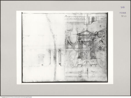 Vorderseite von Istituto Nazionale per la Grafica [http://creativecommons.org/publicdomain/mark/1.0/] Codice C (2502)Pantheon, Innenraum, Aufriss einer Ädikula mit Dreiecksgiebel - , bh575780_recto. Foto.