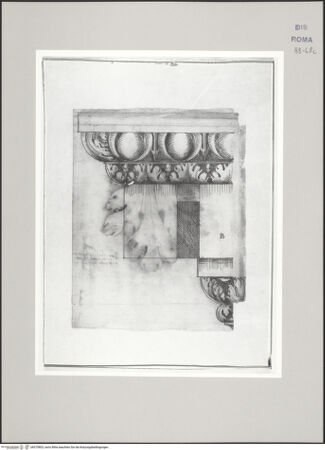 Vorderseite von Istituto Nazionale per la Grafica [https://www.deutsche-digitale-bibliothek.de/content/lizenzen/rv-ez/] Codice C (2502)Architektonische Elemente, aufgefunden in den Vigne von Santi Quattro Coronati - , bh575803_recto. Foto.