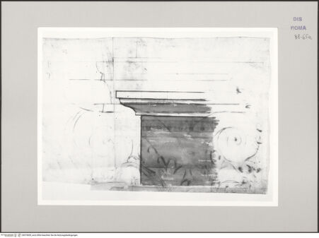 Vorderseite von Istituto Nazionale per la Grafica [https://www.deutsche-digitale-bibliothek.de/content/lizenzen/rv-ez/] Codice C (2502)Sankt Peter, Cappella Gregoriana, Konsolgesims aus dem Hadrianeum - , bh575830_recto. Foto.