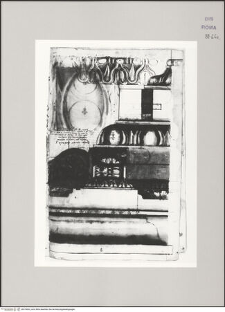 Vorderseite von Istituto Nazionale per la Grafica [https://www.deutsche-digitale-bibliothek.de/content/lizenzen/rv-ez/] Codice C (2502)Trajansforum, Konsolgesims (Fortsetzung auf fol. 67 r) und Kyma desselben - , bh575835_recto. Foto.