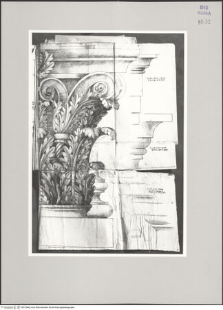 Vorderseite von Istituto Nazionale per la Grafica [https://www.deutsche-digitale-bibliothek.de/content/lizenzen/rv-ez/] Codice C (2502)Forum Boarium, Tempel des Hercules Victor, architektonische Details - , bh575848_recto. Foto.