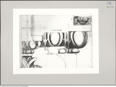 Vorderseite von Istituto Nazionale per la Grafica [https://www.deutsche-digitale-bibliothek.de/content/lizenzen/rv-ez/] Codice C (2502)Hadrian-Mausoleum (Castel Sant'Angelo), architektonische Details und Bukranionfries [A] - , bh575850_recto. Foto.