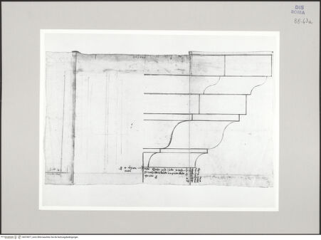 Vorderseite von Istituto Nazionale per la Grafica [https://www.deutsche-digitale-bibliothek.de/content/lizenzen/rv-ez/] Codice C (2502)Marcellustheater, Architrav und ionisches Kapitell - , bh575877_recto. Foto.