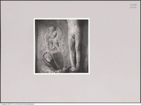 Vorderseite von Schmidt, Hans Werner? [https://www.deutsche-digitale-bibliothek.de/content/lizenzen/rv-ez/] Der Gekreuzigte mit Maria, Magdalena und Johannes - Detail: Kopf der Maria, bh576111_recto. Foto: Schmidt, Hans Werner?.