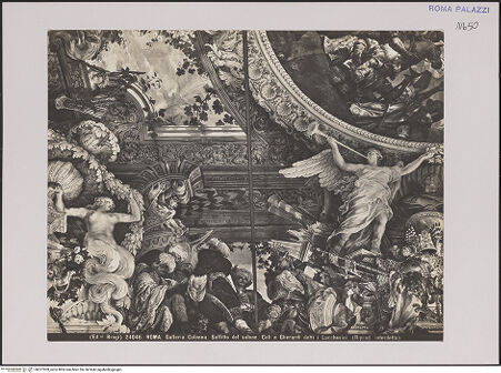 Vorderseite von Alinari [https://www.deutsche-digitale-bibliothek.de/content/lizenzen/rv-ez/] Deckengemälde: Szenen aus dem Leben des Marcantonio II. Colonna - Detail, östliches Drittel der Südseite, bh577309_recto. Foto.