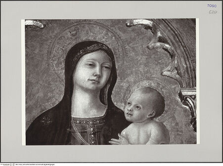 Vorderseite von Röll, Johannes [https://rightsstatements.org/page/CNE/1.0/] Maria mit Kind und Heilige - Detail: Köpfe der Maria und des Jesuskindes, bh577803_recto. Foto: Röll, Johannes.