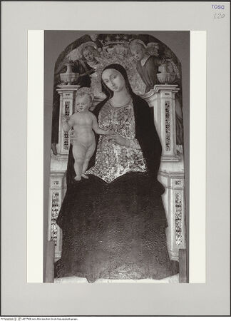 Vorderseite von Röll, Johannes [https://rightsstatements.org/page/CNE/1.0/] Thronende Maria mit dem Kind und Engeln - Gesamtansicht, bh577808_recto. Foto: Röll, Johannes.