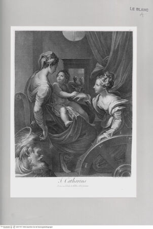Vorderseite von Istituto Nazionale per la Grafica [http://creativecommons.org/publicdomain/mark/1.0/] Schola Italica Picturae sive Selectae quaedam summorum e schola italica pictorum tabulae aere incisae cura et impensis Gavini Hamilton pictoris Romae MDCCLXIIITafel 15: Die mystische Vermählung der heiligen Katharina - , bh577971. Foto.