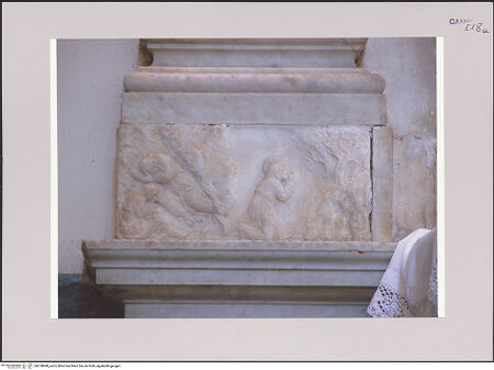 Vorderseite von Röll, Johannes [https://www.deutsche-digitale-bibliothek.de/content/lizenzen/rv-fz/] Szenen aus der Passion Christi - Linker Pilaster, Detail: das nächtliche Gebet Christi im Garten von Gethsemane, bh578840_recto. Foto (digital): Röll, Johannes.