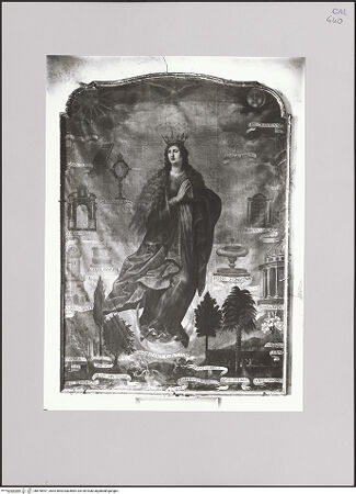 Vorderseite von ICCD [https://www.deutsche-digitale-bibliothek.de/content/lizenzen/rv-ez/] Immaculata mit marianischen Symbolen - Gesamtansicht, bh578997_recto. Foto.