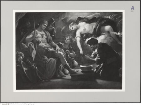 Vorderseite von Sopr. Gall. Firenze [https://www.deutsche-digitale-bibliothek.de/content/lizenzen/rv-ez/] Aeneas wird von Venus geheilt - , bh579488_recto. Foto.