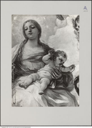 Vorderseite von Sopr. Gall. Napoli [https://www.deutsche-digitale-bibliothek.de/content/lizenzen/rv-ez/] Rosenkranzmadonna mit dem heiligen Dominikus und der heiligen Katharina von Siena - Detail, bh579514_recto. Foto.