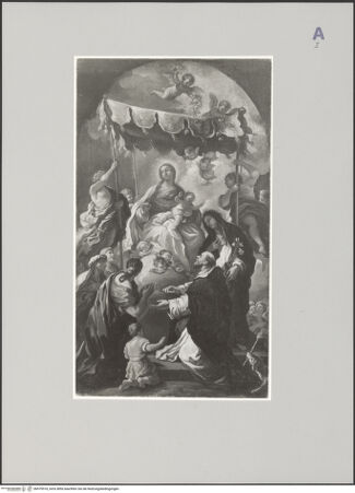 Vorderseite von Studio Duliere (Brüssel) [https://www.deutsche-digitale-bibliothek.de/content/lizenzen/rv-ez/] Rosenkranzmadonna mit dem heiligen Dominikus und der heiligen Katharina von Siena - , bh579518_recto. Foto.