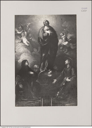 Vorderseite von unbekannt [https://www.deutsche-digitale-bibliothek.de/content/lizenzen/rv-fz/] Immakulata mit den Heiligen Theresia und Klara - Gesamtansicht, bh579583_recto. Foto.