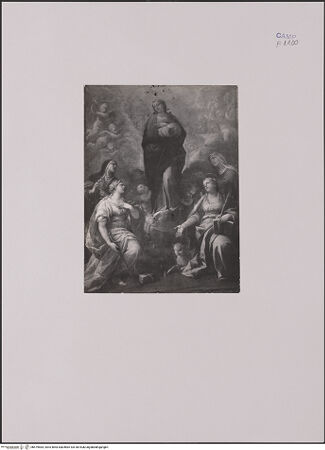 Vorderseite von unbekannt [https://www.deutsche-digitale-bibliothek.de/content/lizenzen/rv-fz/] Immakulata mit den heiligen Katharina, Klara, Agnes und Elisabeth - Gesamtansicht, bh579584_recto. Foto.