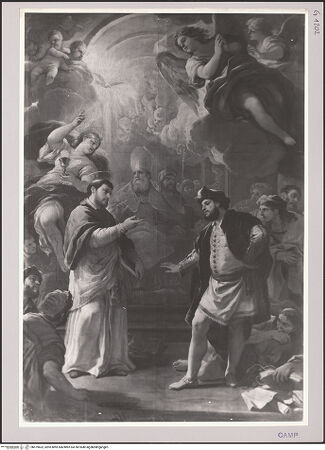 Vorderseite von Sopr. Gall. Napoli [https://www.deutsche-digitale-bibliothek.de/content/lizenzen/rv-ez/] Der heilige Augustinus bekehrt den Häretiker - Gesamtansicht, bh579602_recto. Foto.