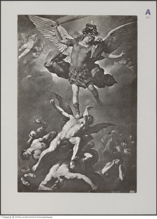 Vorderseite von Kunstverlag Wolfrum [https://www.deutsche-digitale-bibliothek.de/content/lizenzen/rv-ez/] Der Erzengel Michael besiegt die rebellischen Engel - , bh579652_recto. Foto.