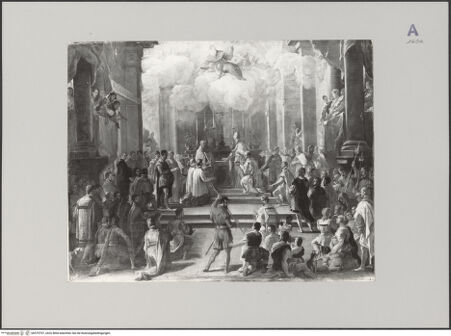 Vorderseite von Sopr. Gall. Napoli [https://www.deutsche-digitale-bibliothek.de/content/lizenzen/rv-ez/] Weihe der Abtei Montecassino im Jahr 1071 - , bh579707_recto. Foto.