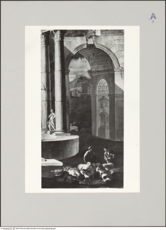 Vorderseite von Sopr. Mon. Calabria [https://www.deutsche-digitale-bibliothek.de/content/lizenzen/rv-ez/] Antike Ruinen mit Figuren - Detail, bh579756_recto. Foto.