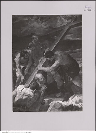 Vorderseite von unbekannt [https://www.deutsche-digitale-bibliothek.de/content/lizenzen/rv-ez/] Die Auffindung des Heiligen Kreuzes - Detail: das Kreuz, bh579784_recto. Foto.