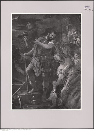 Vorderseite von unbekannt [https://www.deutsche-digitale-bibliothek.de/content/lizenzen/rv-ez/] Die Auffindung des Heiligen Kreuzes - Detail: Konstantin, bh579786_recto. Foto.