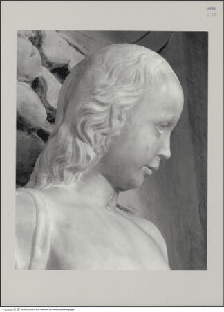 Vorderseite von Markham Schulz, Anne [https://www.deutsche-digitale-bibliothek.de/content/lizenzen/rv-ez/] Grabmal des Rechtsgelehrten Antonio Roselli (gest. 1466)Rechter Wappenträger - Detail: Kopf (Profil von links), bh580034_recto. Foto: Schulz, Anne Markham.