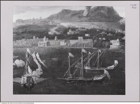 Vorderseite von Pedicini, Luciano [https://www.deutsche-digitale-bibliothek.de/content/lizenzen/rv-ez/] Der Erzengel Michael schützt die Insel Procida vor den Sarazenen - Detail, bh580579_recto. Foto: Pedicini, Luciano.