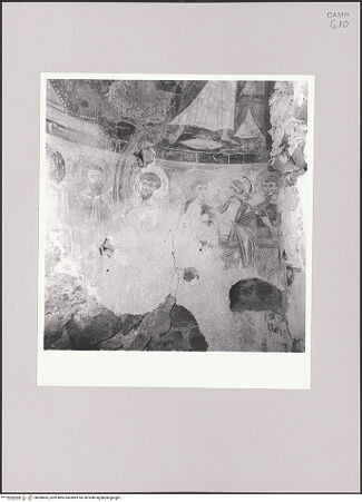 Vorderseite von ICCD [https://www.deutsche-digitale-bibliothek.de/content/lizenzen/rv-ez/] Die Himmelfahrt Christi und Maiestas Domini - Unteres Register, rechte Seite: Apostel (vor der Ablösung), bh580665_recto. Foto.