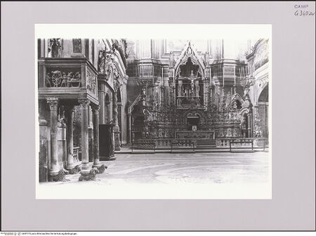 Vorderseite von ICCD [https://www.deutsche-digitale-bibliothek.de/content/lizenzen/rv-ez/] Santa Chiara - Linke Wand und Altarraum (vor 1943), bh581315_recto. Foto.