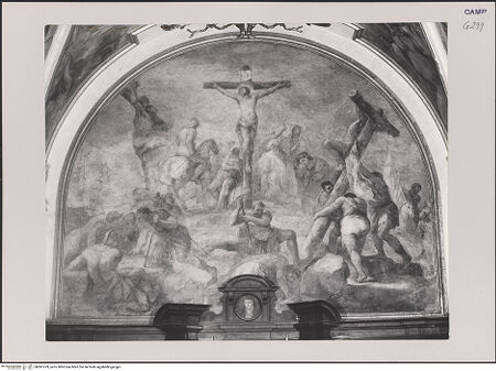 Vorderseite von Pedicini, Luciano [https://www.deutsche-digitale-bibliothek.de/content/lizenzen/rv-ez/] Kreuzigung, Grablegung und Jüngstes GerichtKreuzigung Christi - Gesamtansicht, bh581379_recto. Foto: Pedicini, Luciano.