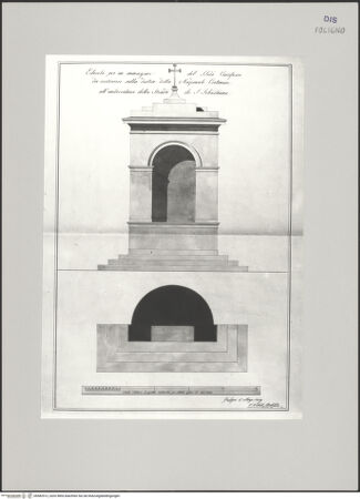 Vorderseite von Archivio di Stato, Foligno [https://www.deutsche-digitale-bibliothek.de/content/lizenzen/rv-ez/] Foligno, Kapellenentwurf (Grund- und Aufriss) - , bh582512_recto. Foto.