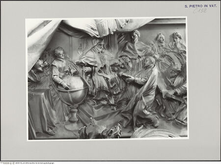 Vorderseite von ICCD [https://www.deutsche-digitale-bibliothek.de/content/lizenzen/rv-ez/] Grabmonument Papst Gregor XIII.Die Gregorianische Kalenderreform - Ausschnitt, linke Hälfte, bh583138_recto. Foto.