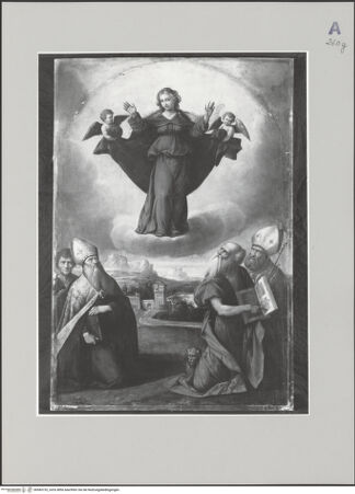 Vorderseite von Bibliotheca Hertziana [https://www.deutsche-digitale-bibliothek.de/content/lizenzen/rv-ez/] Maria in der Glorie und Heilige - Ansicht ohne Rahmen, bh583732_recto. Foto: Malter, Barbara.