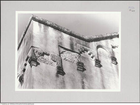 Vorderseite von Bibliotheca Hertziana [http://creativecommons.org/licenses/by-nc-sa/4.0/] Santa Caterina d'AlessandriaSüdfassade - Südöstliche Ecke, Detail: Fries, bh585660_recto. Foto: Sigismondi, Roberto.