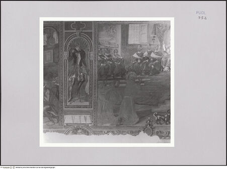 Vorderseite von Bibliotheca Hertziana [http://creativecommons.org/licenses/by-nc-sa/4.0/] Szenen aus dem Leben des heiligen Franziskus und heiliger OrdensmitgliederOstwand: Szenen aus dem Leben des heiligen Franziskus. Tugenden und Allegorien - Weltverachtung; Der heilige Franziskus vor Onorius III. (Ablass von Assisi), bh585693_recto. Foto: Sigismondi, Roberto.