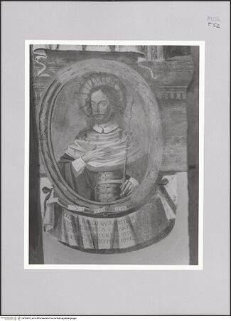 Vorderseite von Bibliotheca Hertziana [http://creativecommons.org/licenses/by-nc-sa/4.0/] Szenen aus dem Leben des heiligen Franziskus und heiliger OrdensmitgliederWestwand: Martyrium der franziskanischen Heiligen; Tugenden und Allegorien - Der heilige Ludwig von Toulouse, bh585695_recto. Foto: Sigismondi, Roberto.