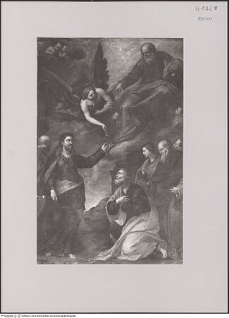 Vorderseite von Sopr. Gall. NA [https://www.deutsche-digitale-bibliothek.de/content/lizenzen/rv-ez/] Jesus übergibt Petrus die Schlüssel zum Himmelreich - Gesamtansicht, bh586362_recto. Foto.