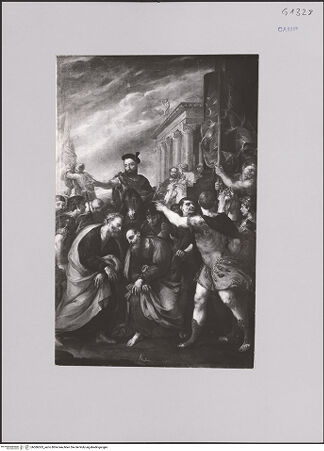 Vorderseite von Sopr. Gall. NA [https://www.deutsche-digitale-bibliothek.de/content/lizenzen/rv-ez/] Begegnung zwischen Petrus und Paulus kurz vor ihrer Hinrichtung - Gesamtansicht, bh586363_recto. Foto.